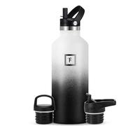 IRON °FLASK Bouteille d'eau de sport à bouche étroite - 32 oz, 3 couvercles (couvercle en paille), acier inoxydable isolé sous vide, chaud froid, moderne à double paroi, tasse thermo simple