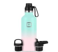 IRON °FLASK Bouteille d'eau de sport à bouche étroite - 32Oz, 3 couvercles (couvercle de bec), acier inoxydable isolé sous vide, gomme à bulles moderne à double paroi