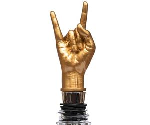 Iron & Glory - Bouchon de bouteille - Rock On - Pour bouteilles de vin - Accessoires de bar en caoutchouc et accessoires de cuisine dorés - Cadeaux