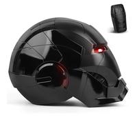 Iron Hero MK 5 Black Edition Casque pour homme, collection 1:1 avec voix, tactile et télécommande, yeux LED et effets sonores réalistes, cadeau de cosplay et d'affichage pour adultes et adolescents