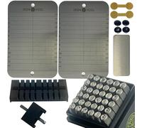 IRON HODL Ensemble de lettres perforées à froid avec gabarit + plaque de test, vis, autocollants, boîte (2 x 24 + 1) de récupération de semences crypto plaque métallique