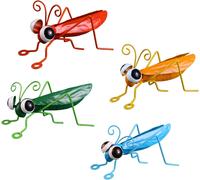 Iron Insect Figures Set of 4 Grasshopper Figurine Decorative Garden Figurine Wall Decor Metal Sculpture Wall Sculpture for Yard Outdoor Patio