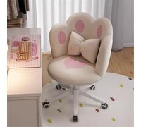 IRON JF Chaise de Coiffeuse, Chaise de Bureau à Domicile, Chaise pivotante, réglable en Hauteur, Chaise de Bureau Ergonomique en Velours avec Dossier en pétale(Blanche)