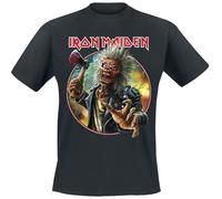 Iron Maiden Axe Eddie Circle Homme T-Shirt Manches Courtes Noir L 100% Coton Regular/Coupe Standard