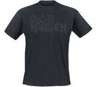Iron Maiden Black on Black Logo Stacked Homme T-Shirt Manches Courtes Noir