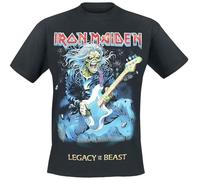 Iron Maiden Eddie on Bass Homme T-Shirt Manches Courtes Noir S 100% Coton Regular/Coupe Standard