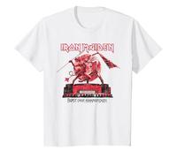 Iron Maiden - Eddie & The Devil Red Moon T-Shirt, Enfant, Blanc, 8 Ans