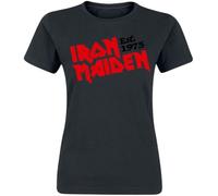 Iron Maiden Est. 1975 Femme T-Shirt Manches Courtes Noir XL 100% Coton Regular/Coupe Standard