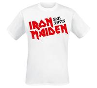 Iron Maiden Est. 1975 Homme T-Shirt Manches Courtes Blanc 3XL 100% Coton Regular/Coupe Standard