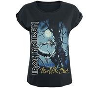 Iron Maiden Fear of The Dark Femme T-Shirt Manches Courtes Noir/Effet usé M
