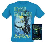 Iron Maiden Fear of The Dark - Glow in The Dark Homme T-Shirt Manches Courtes Bleu L