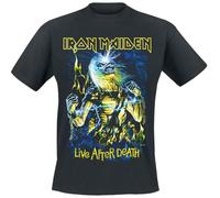 Iron Maiden Live After Death Homme T-Shirt Manches Courtes Noir 100% Coton Regular/Coupe Standard