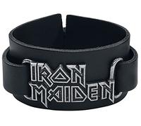 Iron Maiden Logo Homme Bracelet en Cuir Noir Cuir