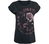 Iron Maiden Number of The Beast Femme T-Shirt Manches Courtes Noir/Effet usé S