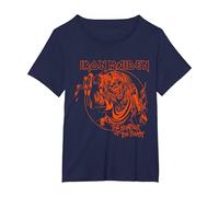 Iron Maiden Number of The Beast Halloween Orange Navy T-Shirt, Femme Grandes Tailles, Bleu Marine, 1X
