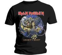 Iron Maiden - Rock Off officially licensed products Iron Maiden T Shirt Eddie Chained Legacy Band Logo Nouveau Officiel Homme Noir Size M