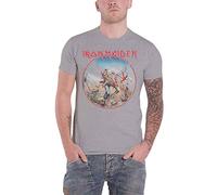 Iron Maiden - Rock Off officially licensed products Iron Maiden T Shirt Trooper Vintage Circle Band Logo Nouveau Officiel Homme Gris Size S