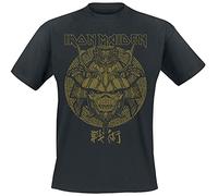 Iron Maiden Samurai Eddie Gold Graphic Homme T-Shirt Manches Courtes Noir M