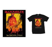Iron Maiden - T-shirt unisexe The Wicker Man Fire - Logo - Officiel Rock Off - Noir Taille S