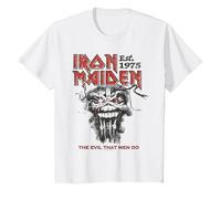Iron Maiden The Evil That Men Do on White T-Shirt, Enfant, Blanc, 2 Ans