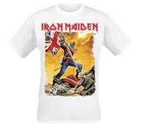 Iron Maiden The Trooper Z2 Homme T-Shirt Manches Courtes Blanc M 100% Coton Regular/Coupe Standard