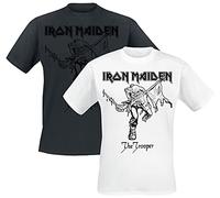 Iron Maiden Trooper - Doppelpack Homme T-Shirt Manches Courtes Noir/Blanc L