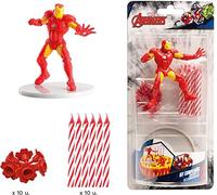 set pvc iron man + bougies anniversaire - dekora 303005 Rouge G