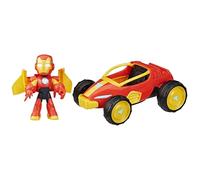 Marvel Comics – Figurine Iron Man avec véhicule Bolide, plastique orange et jaune – Dès 4 ans