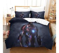 Iron Man Ensemble De Literie Pi¿¿Ces Imprim¿¿ En D, Housse De Couette En Polycoton Doux Et Confortable, Housse De Couette Et Taie D'oreiller Single£¿Xcm
