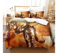 Iron Man Ensemble De Literie Pi¿¿Ces Imprim¿¿ En D, Housse De Couette En Polycoton Doux Et Confortable, Housse De Couette Et Taie D'oreiller Single£¿Xcm