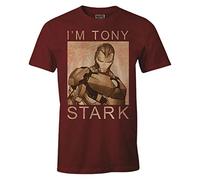 Iron Man T-Shirt pour Hommes, Je suis Tony Stark Marvel Cotton Red - XXL