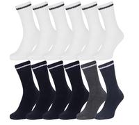 Iron Mountain 12 paires Taille Unique Chaussettes de Sport Classiques Confortables, Hommes 4 Couleurs Mélangées (6-11 / EU 39-45)