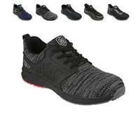 Iron Mountain Homme Chaussures de sécurité avec Embout en Acier et Semelle intermédiaire de Protection Travail S1P SRC, Noir / Gris tricot, 41 EU