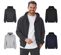 Iron Mountain Sweat à Capuche Homme Zippé Fleece - Hoodie Coton avec Fermeture Éclair et Poche Kangourou, Sweatshirt Workwear Sport et Usage Quotidien (Charbon, 3XL)