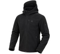 Iron Mountain Veste en polaire technique pour homme avec capuche, anti-boulochage, thermique, lourde, coupe-vent, fermeture zippée intégrale, Noir, L