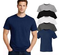 Iron Mountain T Shirt Homme Lot de 5 - Tee Shirt Col Rond Coton Polyester Respirant Léger, T Shirts Workwear pour Travail Sport et Usage Quotidien (Couleurs Assorties, S)