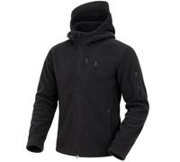 Iron Mountain Veste en polaire technique pour homme avec capuche, anti-boulochage, thermique, lourde, coupe-vent, fermeture zippée intégrale, Noir, 4XL