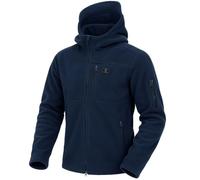Iron Mountain Veste en polaire technique pour homme avec capuche, anti-boulochage, thermique, lourde, coupe-vent, fermeture zippée intégrale, Bleu marine, 4XL