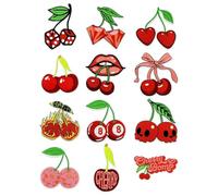 Iron on Patches - 12 Fruit Sew-On Embroidery Accessories for DIY Crafts, Sweaters, Jackets, Shirts, Shorts, Skirts, Jeans, Tote Bags, Aesthetic Fashion Decoration for Women, Girls, Teens