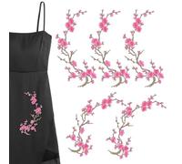Iron On Patches, Embroidered Fabric Pieces, 15.35 x 5.12 inches, 5 Plum Blossom Floral Designs, Sewing and Adhesive Use, Suitable for Hats, Cheerleading Uniforms, Sports Team Apparel
