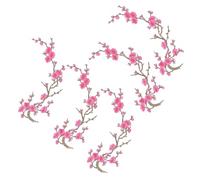 Iron on Patches, Embroidered Floral Designs, Five Pieces Plum Blossom Set, Sewing Adhesive Fabric, Decorative Accessories for Hat Cheerleading Uniform Sports Team Apparel Customization Crafting