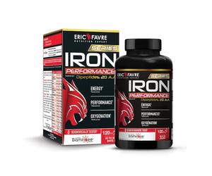 IRON PERFORMANCE - Complexe Bioaminoée® - Booster Musculation, Oxygénation du Sang - Dipeptides 22 Acides Aminés + Fer Héminique - 120 Gélules - Eric Favre