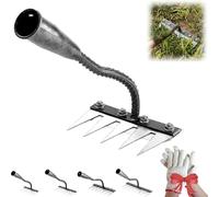 Iron Rake 2.0, Iron Weeding Rake 2.0, 5/6/7/8 Teeth Stick Carbon Steel Garden Weeding Rakes, for Dethatching,Gardening and Backyard Lawn Loosening (5 Teeth)