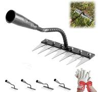 Iron Rake 2.0, Iron Weeding Rake 2.0, 5/6/7/8 Teeth Stick Carbon Steel Garden Weeding Rakes, for Dethatching,Gardening and Backyard Lawn Loosening (7 Teeth)