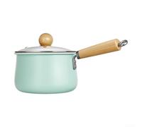 Iron Saucepan 14cm Glass Lid Wood Handle