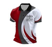Iron Sharpens Iron Faith Polo imprimé décontracté Dieu Jésus T-shirt religieux pour homme, Rouge, M