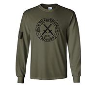 Iron Sharpens Iron Proverbs 27:17 T-shirt graphique à manches drapeau américain chrétien pour homme, Militaire, Taille S