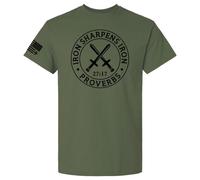 Iron Sharpens Iron Proverbs 27:17 T-shirt graphique pour homme Motif drapeau américain chrétien, Militaire, Taille 4XL