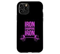 Iron Sharpens Iron Proverbs Haltérophilie Rose Bible Lifting Coque pour iPhone 11 Pro