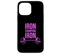 Iron Sharpens Iron Proverbs Haltérophilie Rose Bible Lifting Coque pour iPhone 13 Pro Max